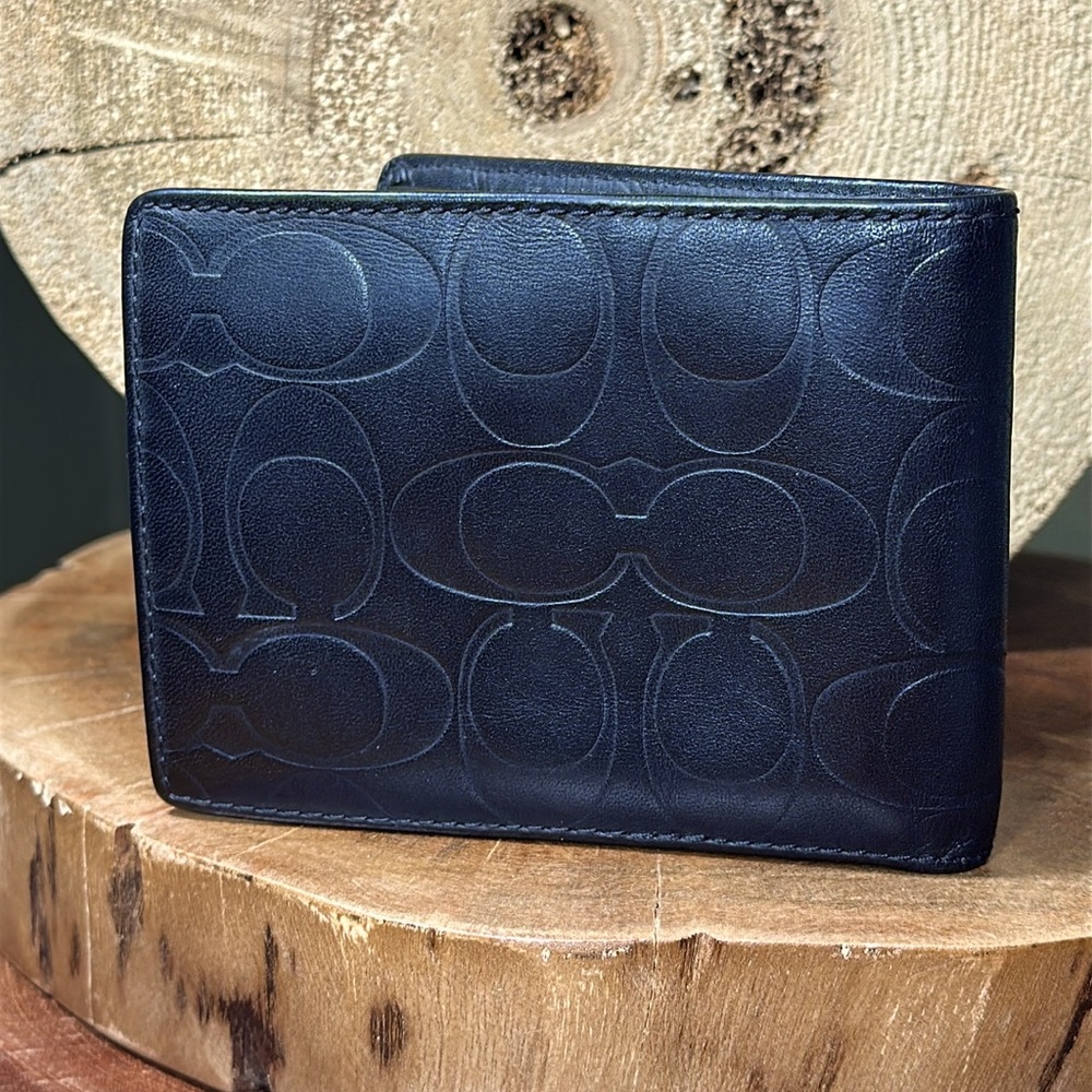 COACH Signature Embossed Leather Bifold Wallet - Picture 3 of 13